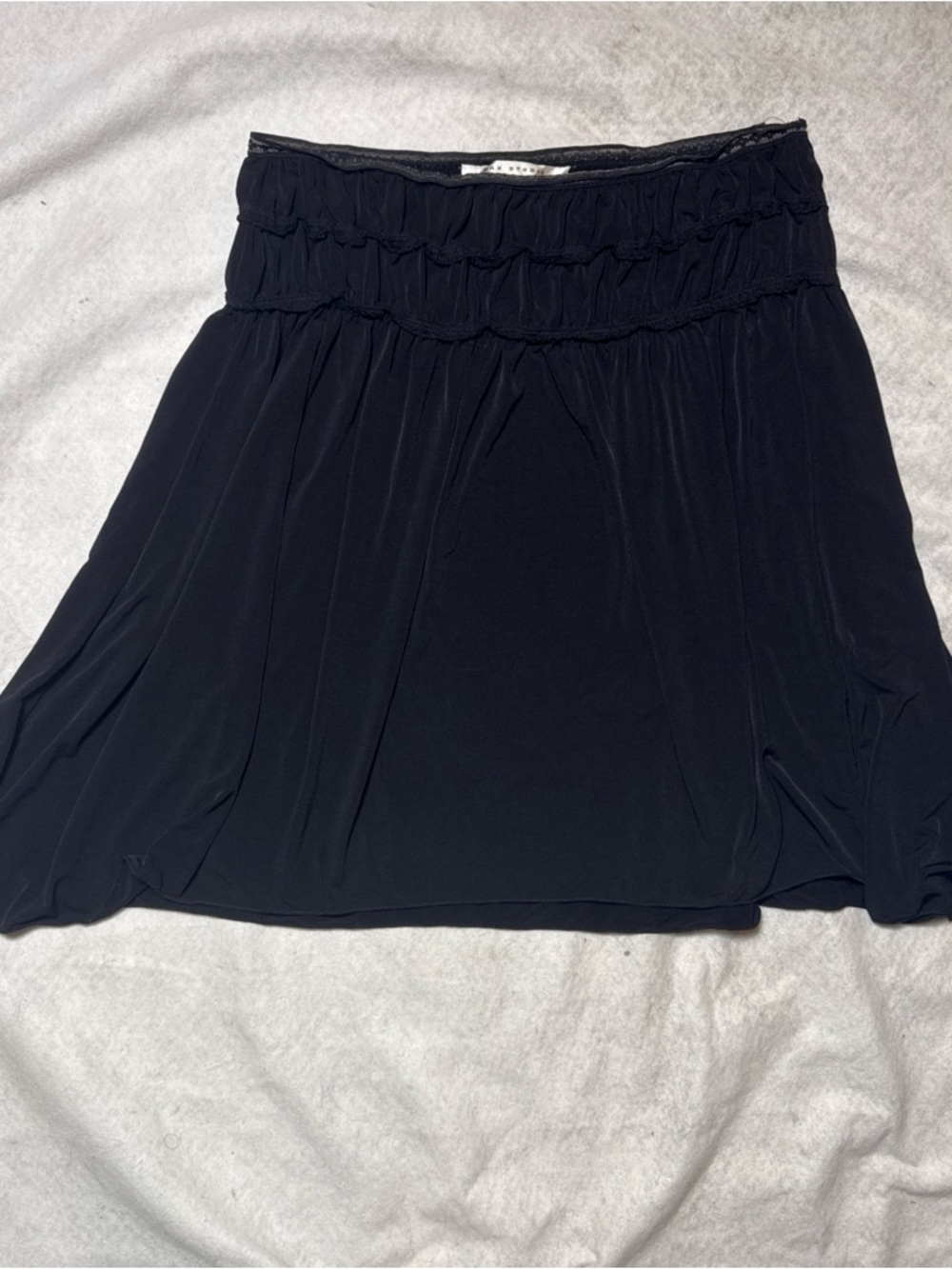 Vintage 2000s Max Studio Black Smocked-Waist Skater Skirt